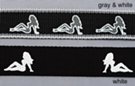 acrylic military web belt, with gray and white mudflap girl prints