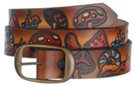 solid cowhide painted leather belts, snails and mushrooms