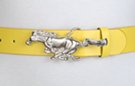 mustang buckle on yellow belt strap
