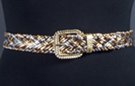 narrow multi-metallic color pleather basket weave braid belt