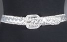 narrow silver pleather basket weave braid belt