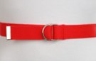 narrow bright red D-ring canvas belt