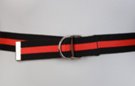 black and red stripe D-ring canvas belt