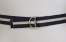 navy blue and natural striped D-ring canvas belt