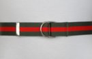 olive and red stripe D-ring canvas belt