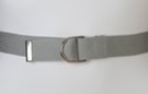 narrow gray D-ring canvas belt
