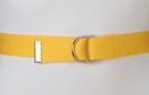 narrow yellow D-ring canvas belt