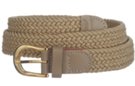 beige narrow braided stretch belt with matching tabs