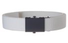 white narrow military web belt with painted buckle