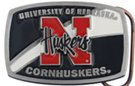 red Nebraska Huskers "N" on western belt buckle