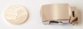nickel polish buckle for military belts next to Korean War Memorial silver dollar