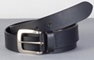 flat black oil-tanned genuine leather basic jean belt with smooth finish and pewter buckle