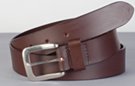 brown oil-tanned genuine leather basic jean belt with smooth finish and pewter buckle