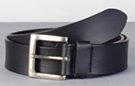 black full-grain oil-tanned leather belt, pewter buckle and leather keeper