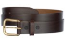 medium width top grain oil tan black leather belt with snap-off buckle