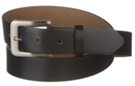 medium width top grain black leather belt with heel bar buckle