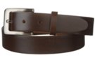 medium width top grain brown leather belt with heel bar buckle