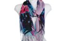 pink and purple garden rose and tropical orchid print scarf