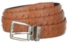 cognac ostrich embossed dress belt with gold buckle