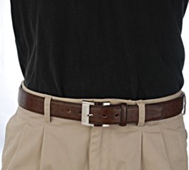 ostrich embossed casual dress belt with khakis