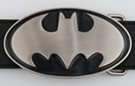 oval bat silhouette black enameled belt buckle