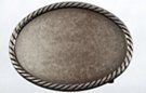 oval pewter western belt buckle with rope edge