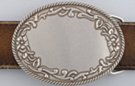 simple oval pewter western belt buckle