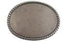 oval pewter western belt buckle with rope edge