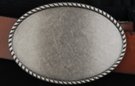 elongated oval antique pewter western belt buckle with rope edge