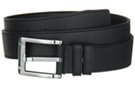 black oxhide embossed leather casual dress belt, gear box buckle