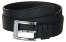 black oxhide embossed leather casual dress belt, grooved nickel buckle