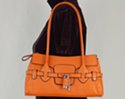 east-west double shoulder strap bag, horizontal cordon fastened by lock pendant