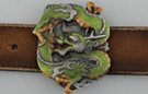 green and gold Chinese dragon belt buckle