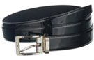 black patent leather dress belt with nickel or gold buckle