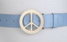 peace sign buckle on baby blue belt strap
