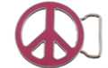 fuchsia enameled die-cast peace sign belt buckle