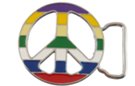 multi-color enameled die-cast peace sign belt buckle