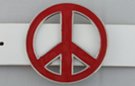 red enameled die-cast peace sign belt buckle