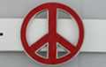 red enameled die-cast peace sign belt buckle