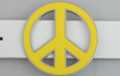 yellow enameled die-cast peace sign belt buckle