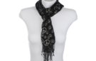 light-weight black fringe scarf with peace signs