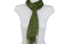 light-weight green fringe scarf with peace signs