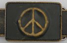 bas-relief peace sign distressed leather buckle
