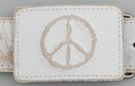 white bas-relief peace sign distressed leather buckle