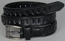 black leather dress belt with peanut loops