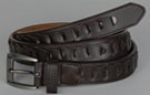brown leather dress belt with peanut loops