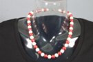 pearl and fuchsia lustrous bead necklace with clasp, 3/8" beads