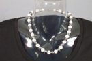 pearl and pewter lustrous bead necklace with clasp, 3/8" beads
