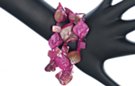 orchid pink elastic triple beach pebble bracelet