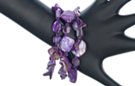 purple elastic triple beach pebble bracelet